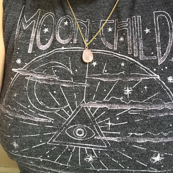 Rose Quartz Drop Gold Necklace. Only one left! - Picture 3 of 3